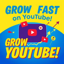 A vibrant, eye-catching YouTube thumbnail design depicting tips and tricks for rapidly growing a YouTube channel