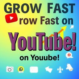 A vibrant, eye-catching YouTube thumbnail design depicting tips and tricks for rapidly growing a YouTube channel