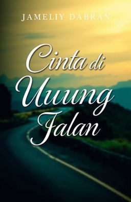 A book cover design featuring the title "Cinta di Ujung Jalan" at the top in elegant typography