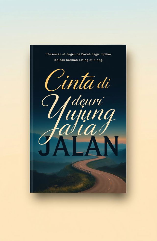 A book cover design featuring the title "Cinta di Ujung Jalan" at the top in elegant typography