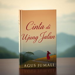 A book cover design featuring the title "Cinta di Ujung Jalan by Agus Jumali" elegantly displayed at the top