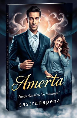 A book cover for 'Amerta', capturing a mysterious and romantic atmosphere