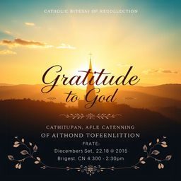 A serene and uplifting poster design for a Catholic afternoon of recollection themed 'Gratitude to God'