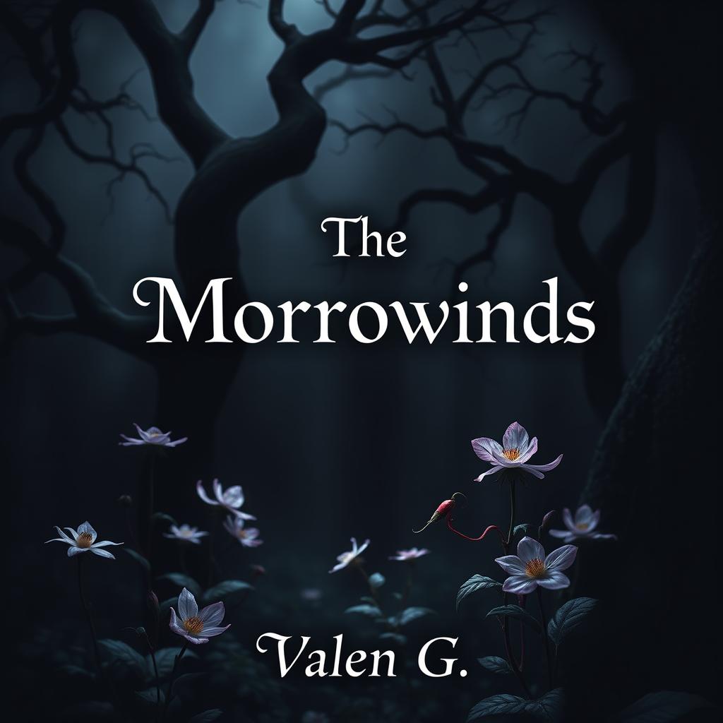 A striking fantasy and mystery-themed book cover featuring a bold, prominent title "The Morrowinds" centered in the middle of the design