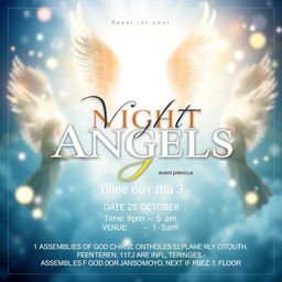 Create a vibrant event poster for 'Night of Angels 3'