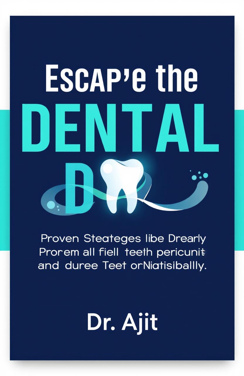 A modern and clean book cover design for 'Escape the Dental Drill' featuring the subheadline 'Proven Strategies to Prevent Dental Decay and Restore Your Teeth Naturally'