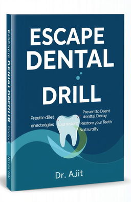 A modern and clean book cover design for 'Escape the Dental Drill' featuring the subheadline 'Proven Strategies to Prevent Dental Decay and Restore Your Teeth Naturally'