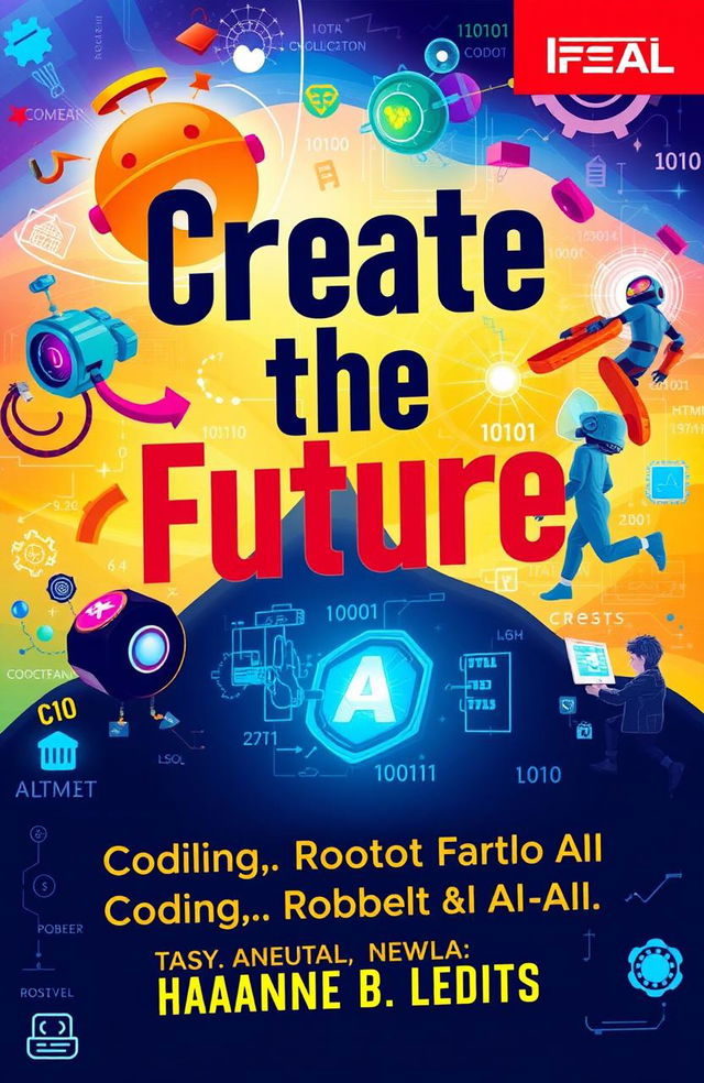 A captivating book cover design for 'Create the Future: Coding, Robotics And AI for Young Inventors'