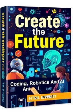 A captivating book cover design for 'Create the Future: Coding, Robotics And AI for Young Inventors'