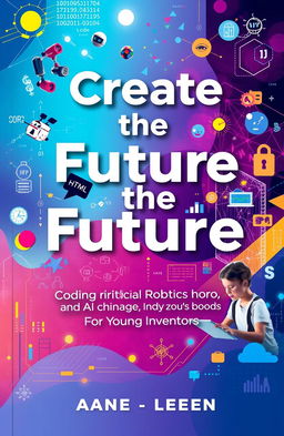 A captivating book cover design for 'Create the Future: Coding, Robotics And AI for Young Inventors'