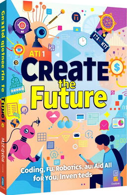A captivating book cover design for 'Create the Future: Coding, Robotics And AI for Young Inventors'