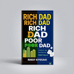 A visually striking, artistic representation of the book cover of "Rich Dad Poor Dad" by Robert Kiyosaki