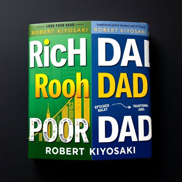 A visually striking, artistic representation of the book cover of "Rich Dad Poor Dad" by Robert Kiyosaki