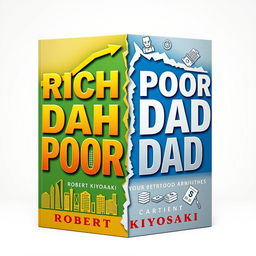 A visually striking, artistic representation of the book cover of "Rich Dad Poor Dad" by Robert Kiyosaki