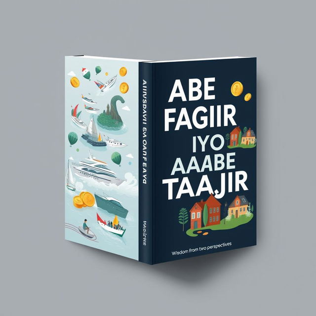 A book cover design for a financial self-help book titled "AABE FAQIIR IYO AABE TAAJIR"