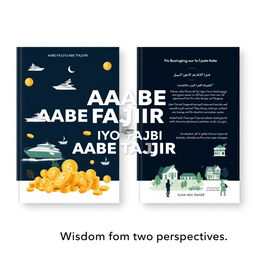 A book cover design for a financial self-help book titled "AABE FAQIIR IYO AABE TAAJIR"