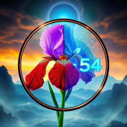 A captivating book cover for a paranormal science fantasy young adult novel, prominently featuring a flower iris enclosed within a circle, symbolizing a key organization in the story