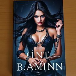 A captivating book cover featuring a strong and intriguing brunette woman adorned in ornate chains