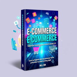 An eye-catching book cover design for 'E-Commerce (Sejarah dan Perkembangannya di Era Society 5