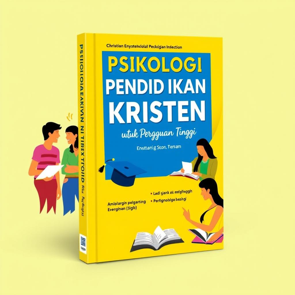 A bright and engaging book cover design for a Christian educational psychology textbook intended for higher education