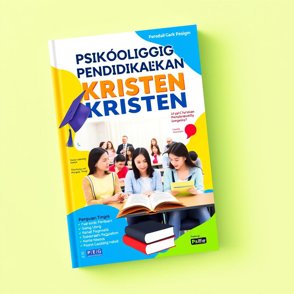 A bright and engaging book cover design for a Christian educational psychology textbook intended for higher education