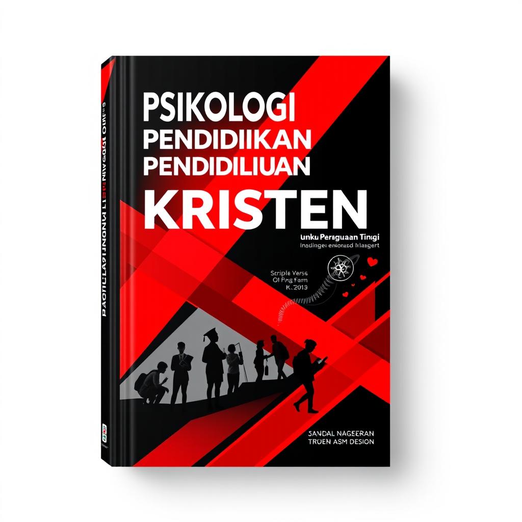 A striking book cover design for a Christian educational psychology textbook intended for higher education, featuring a bold color scheme of red and black