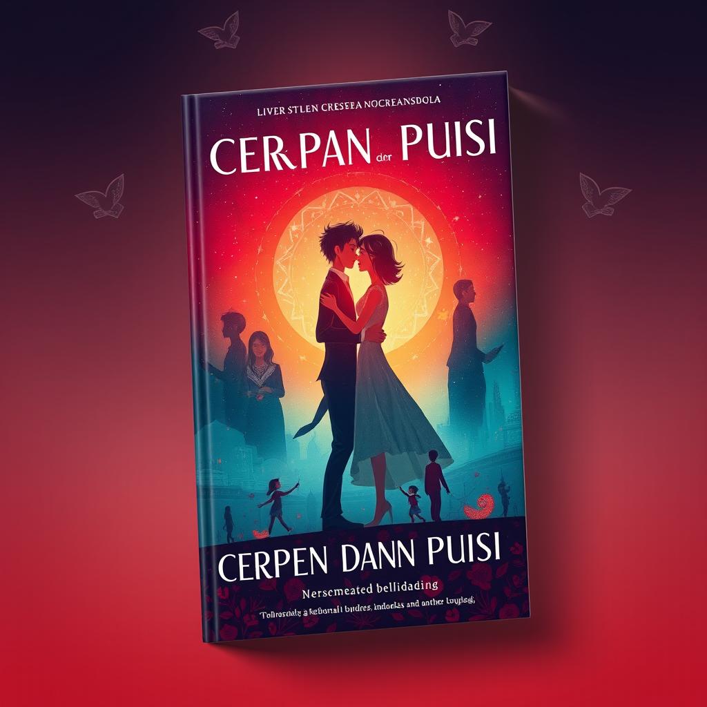 A captivating book cover design for 'CERPEN DAN PUISI', featuring a poignant narrative of love transcending borders between Indonesia and another country