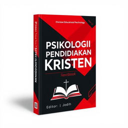 A striking book cover design for a Christian educational psychology textbook, featuring a bold color scheme of red and black