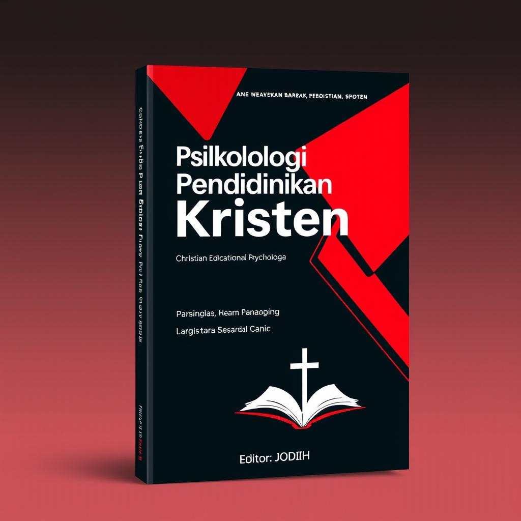 A striking book cover design for a Christian educational psychology textbook, featuring a bold color scheme of red and black