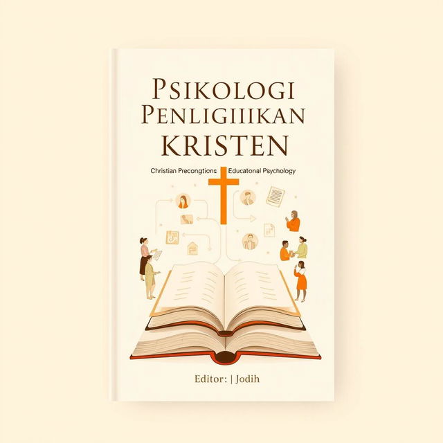 An inviting book cover design for a Christian educational psychology textbook, featuring a warm cream color as the background