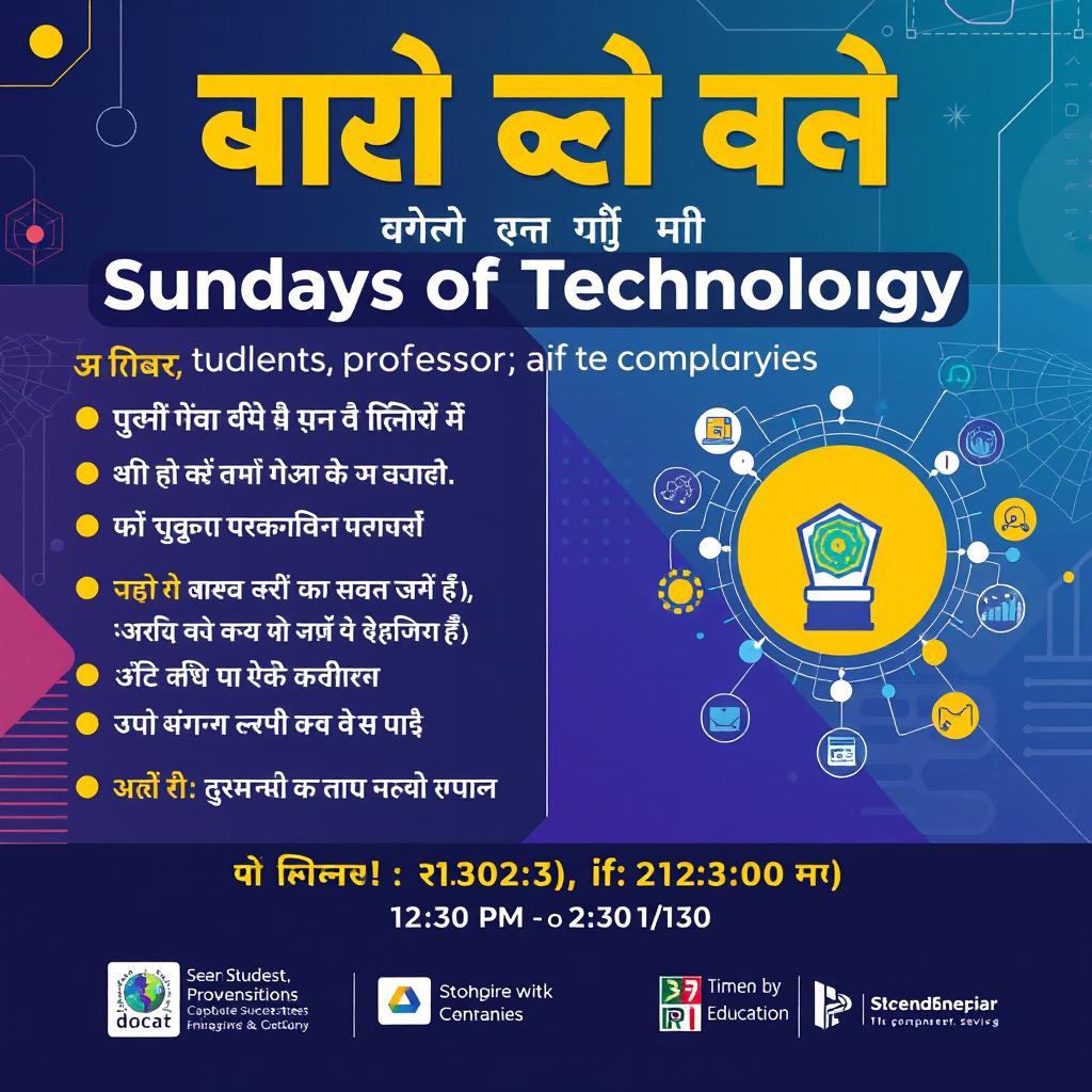 A vibrant and engaging poster titled 'شنبه های فناوری' (Sundays of Technology) showcasing various skill-building topics and an introduction to technology ecosystems