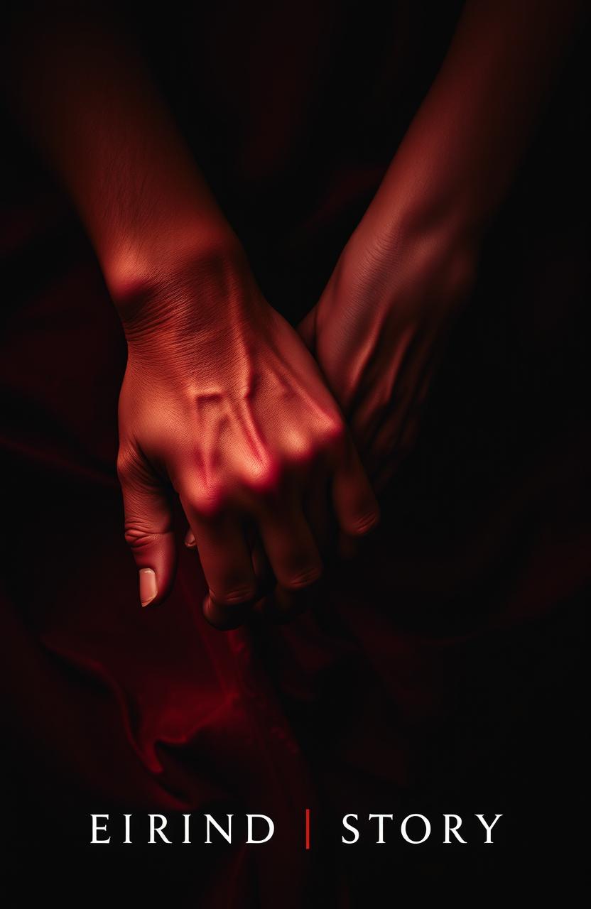 An abstract cover for an erotic story, featuring intertwined hands that symbolize dominance and submission