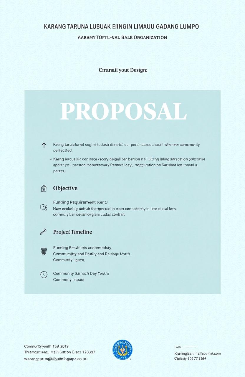 A formal proposal document design for a community youth organization called 'Karang Taruna Lubuak Baringin Limau Gadang Lumpo'