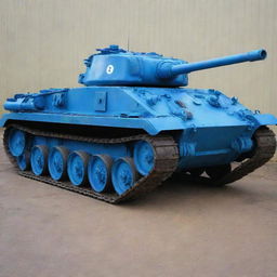 A stunning tank painted in vibrant shades of blue