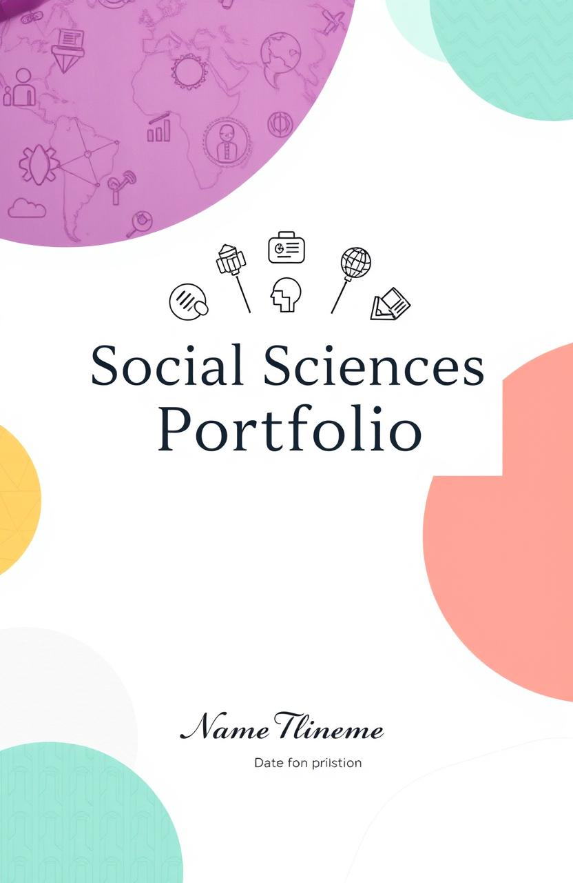 A cover page for a social sciences portfolio, featuring an artistic and professional design