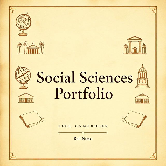 A cover page for a social sciences portfolio, designed with a historical theme