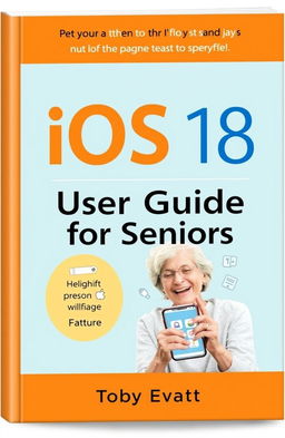 A visually appealing book cover designed for a 6 by 9 inch format, titled "iOS 18 User Guide for Seniors" by Toby Evatt