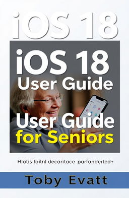 A visually appealing book cover designed for a 6 by 9 inch format, titled "iOS 18 User Guide for Seniors" by Toby Evatt