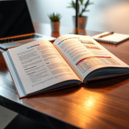 An open book resting on a polished wooden desk, displaying a detailed guide on how to create tax withholding documents