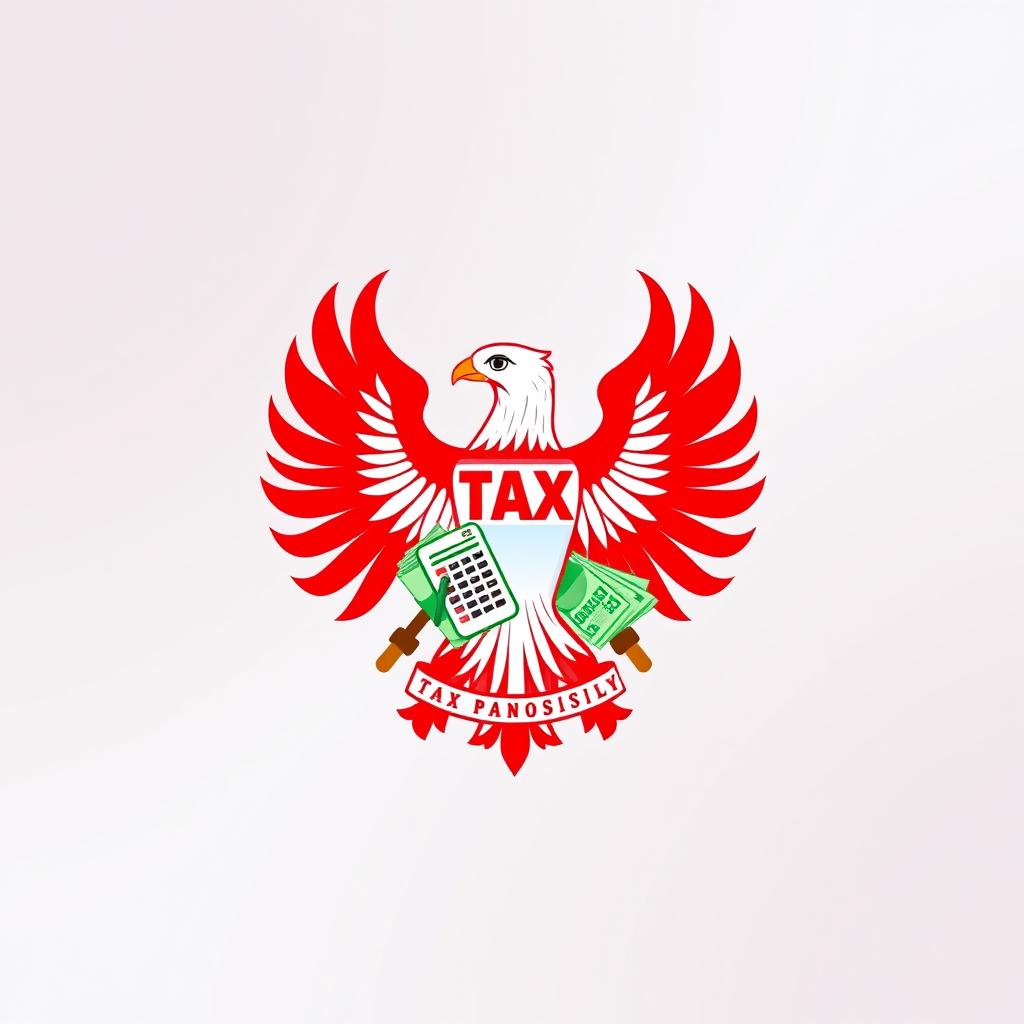 A striking symbol representing Indonesian tax, prominently featuring the iconic Garuda Pancasila emblem integrated with elements indicating taxation, such as a calculator, tax forms, and currency notes