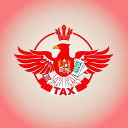 A striking symbol representing Indonesian tax, prominently featuring the iconic Garuda Pancasila emblem integrated with elements indicating taxation, such as a calculator, tax forms, and currency notes