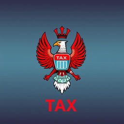 A striking symbol representing Indonesian tax, prominently featuring the iconic Garuda Pancasila emblem integrated with elements indicating taxation, such as a calculator, tax forms, and currency notes