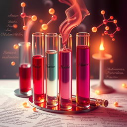 An imaginative scene blending the themes of chemistry and poetry