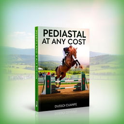 An eye-catching book cover for 'PEDESTAL AT ANY COST,' focused on the exhilarating world of equestrian sport