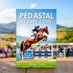 An eye-catching book cover for 'PEDESTAL AT ANY COST,' focused on the exhilarating world of equestrian sport