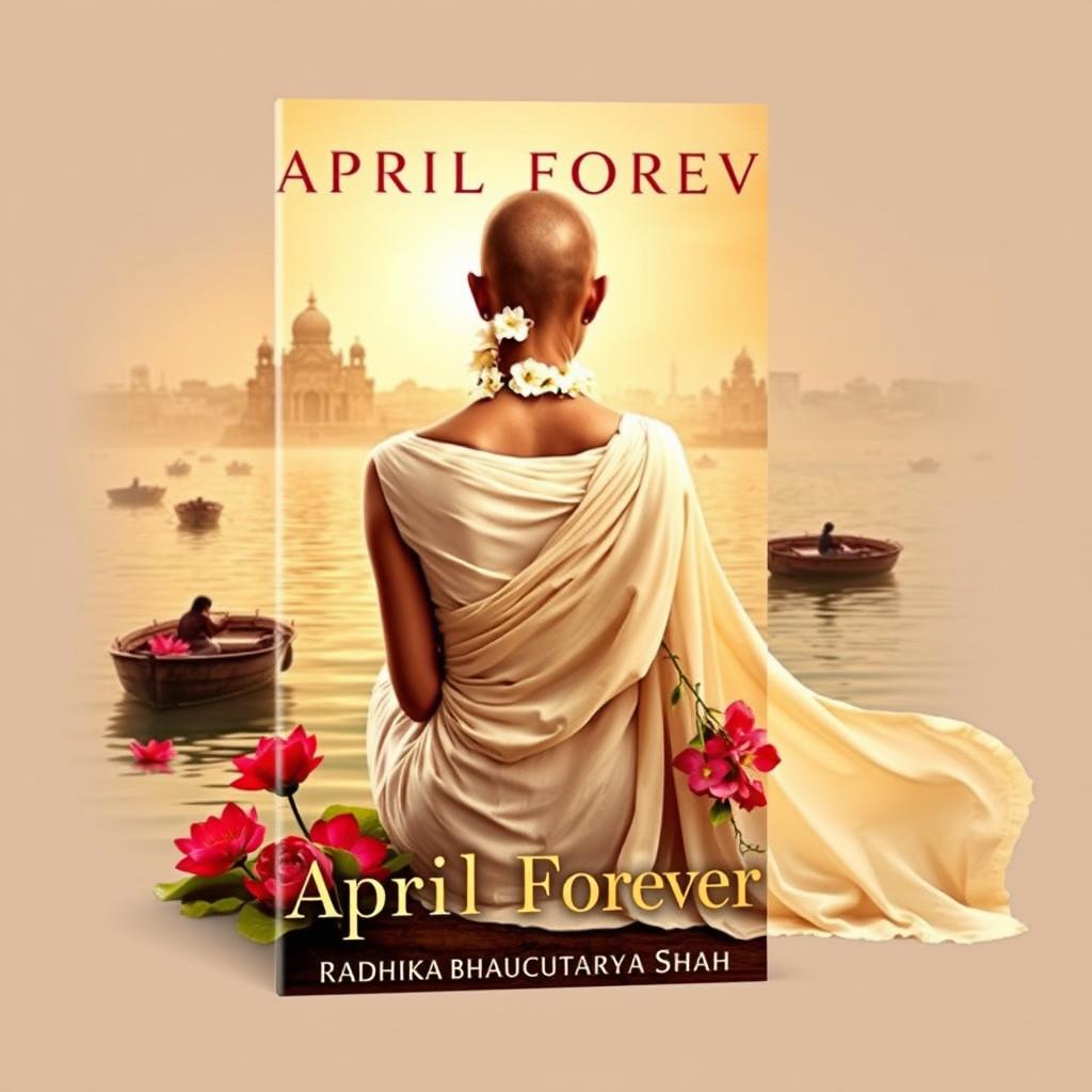 A rectangular book cover titled 'April Forever' by author Radhika Bhattacharyya Shah