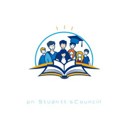 A modern and vibrant logo design for the Horizon Private School Student Council, featuring a stylized horizon line symbolizing growth and unity