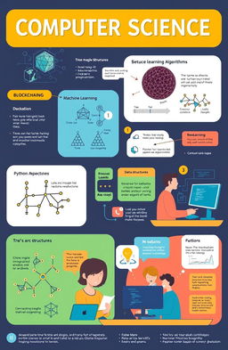 A visually engaging educational page showcasing concepts in computer science