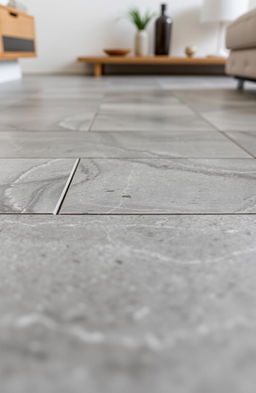 A close-up view of stylish and modern tiles that imitate the look of cement, showcasing a seamless layout of these tiles on a floor