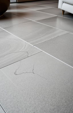 A close-up view of stylish and modern tiles that imitate the look of cement, showcasing a seamless layout of these tiles on a floor